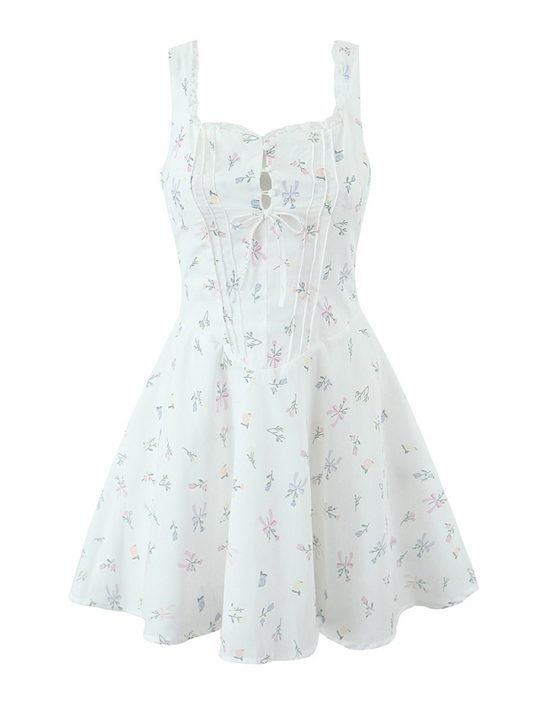 Lace Floral V-Neck Suspender Dress – Romantic Spring-Summer Midi