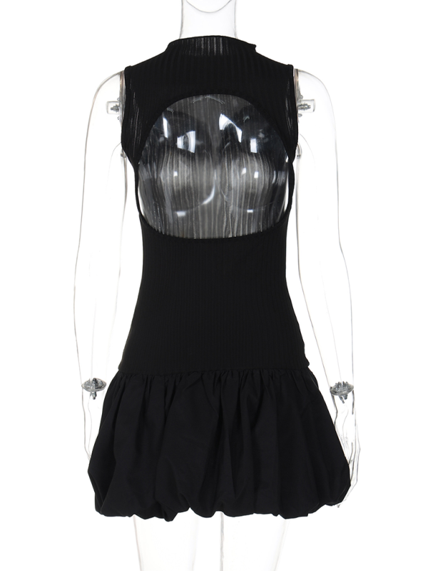 Slim Pleated Knit Dress with Open Back – Sleeveless Spring-Summer Style