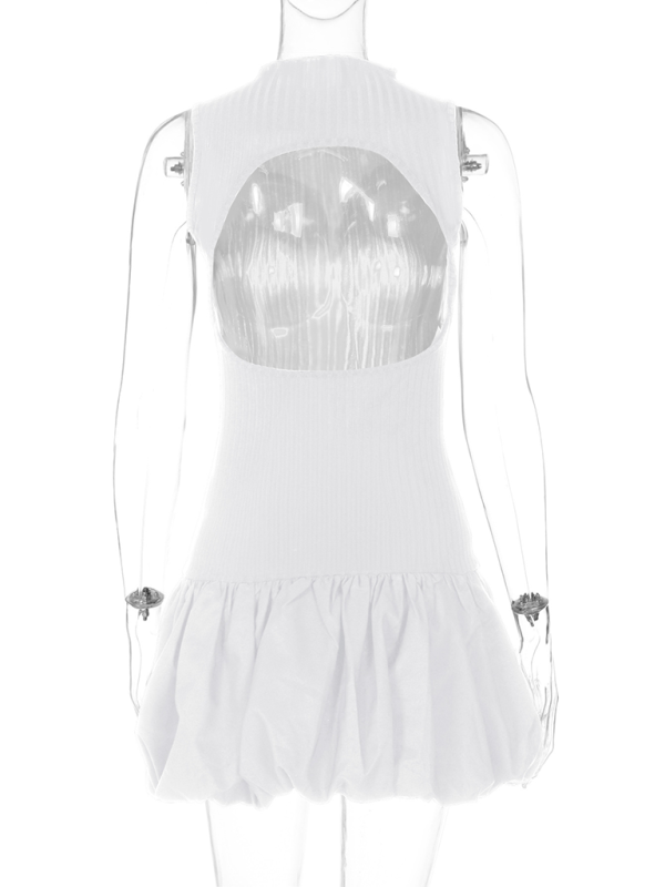 Slim Pleated Knit Dress with Open Back – Sleeveless Spring-Summer Style