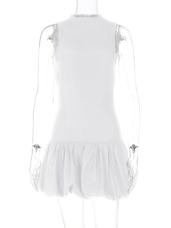 Slim Pleated Knit Dress with Open Back – Sleeveless Spring-Summer Style