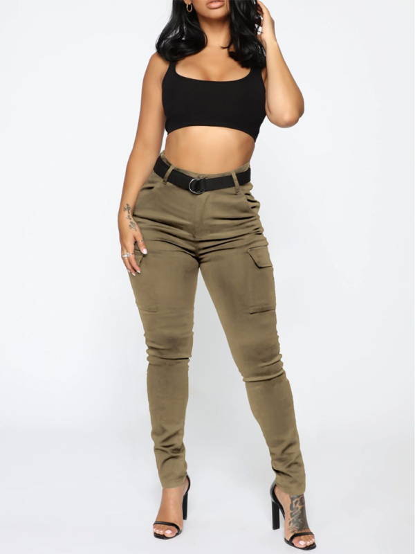 Stretch Workwear Pants with Belt