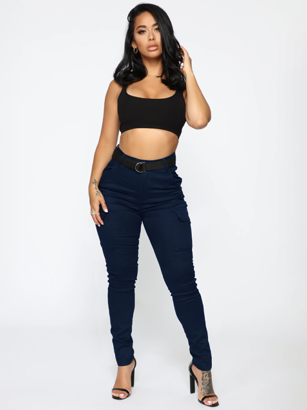 Stretch Workwear Pants with Belt