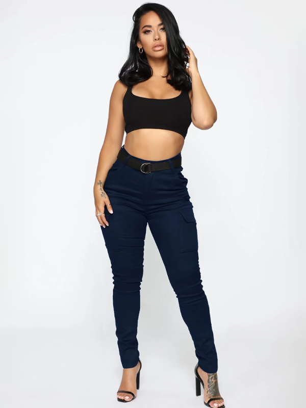 Stretch Workwear Pants with Belt