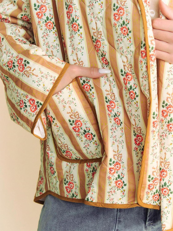 Striped Lapel Cotton-Blend Coat Jacket