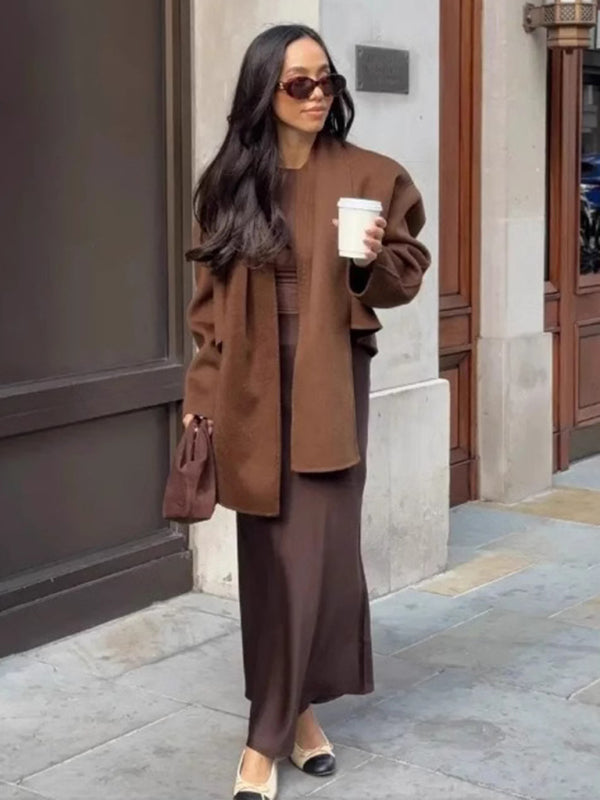 Жакет с воротником-шарфом из шерстяной смеси