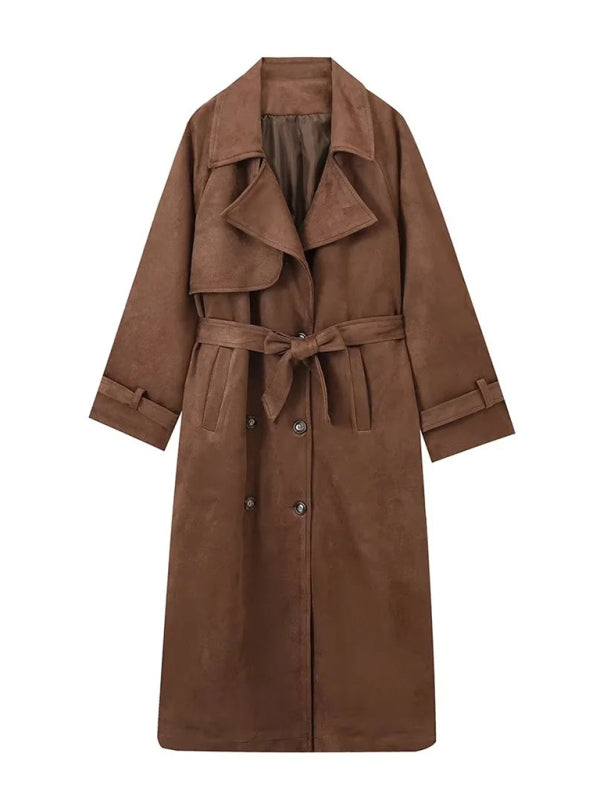 Khaki Double-Breasted Trench Coat