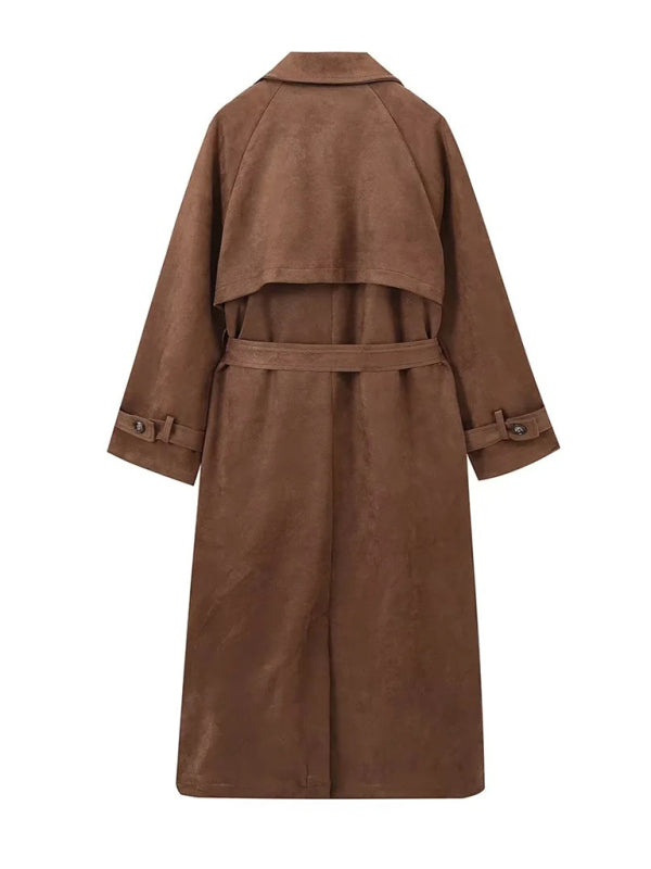 Khaki Double-Breasted Trench Coat