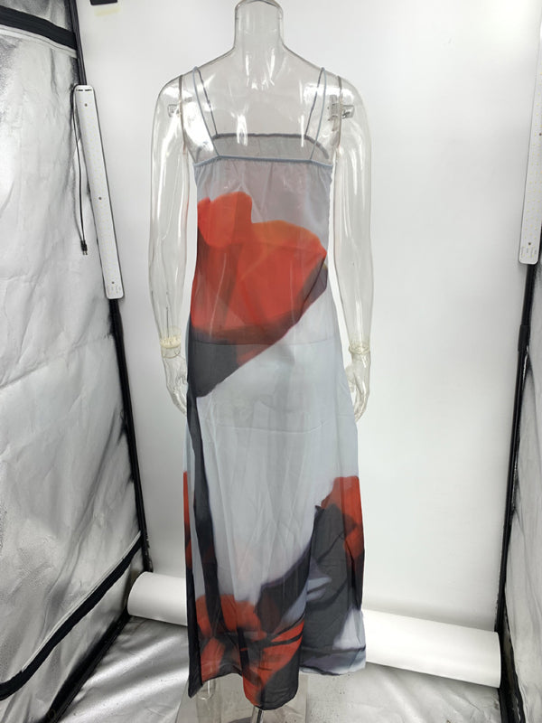 Halter Neck Chiffon Maxi Dress – Boho Printed Vacation Style