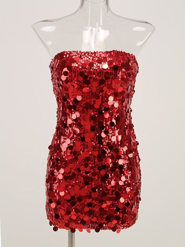 Sequin Strapless Bodycon Evening Dress