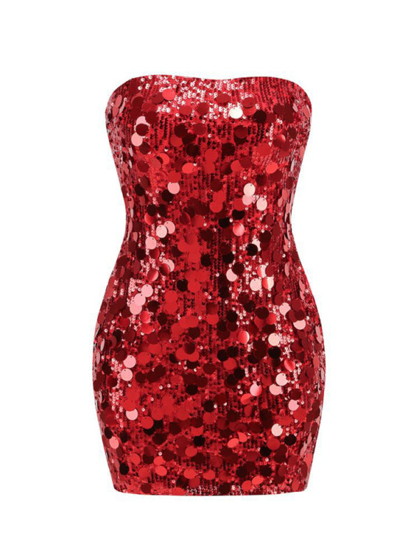 Sequin Strapless Bodycon Evening Dress