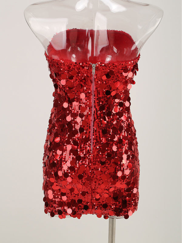Sequin Strapless Bodycon Evening Dress