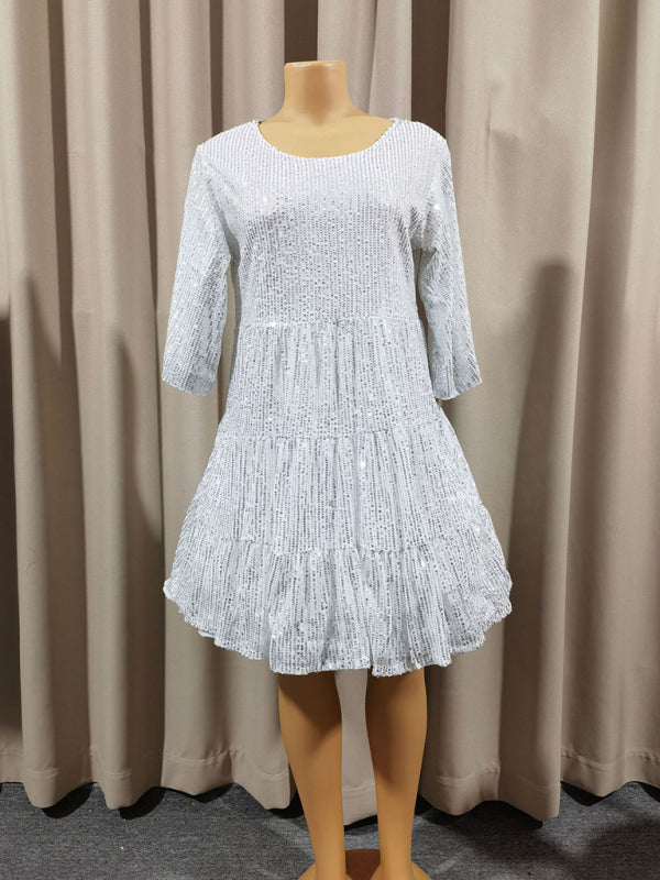 Women's Sequin Short Sleeve Party Dress