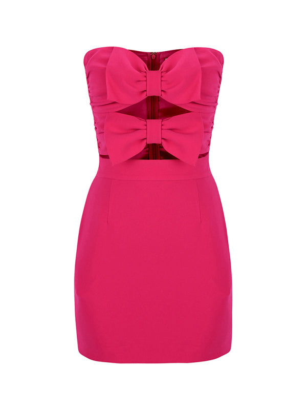 Backless Bow Bodycon Mini Dress