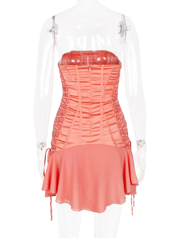 Strapless Chiffon Halter Dress – Backless & Elegant
