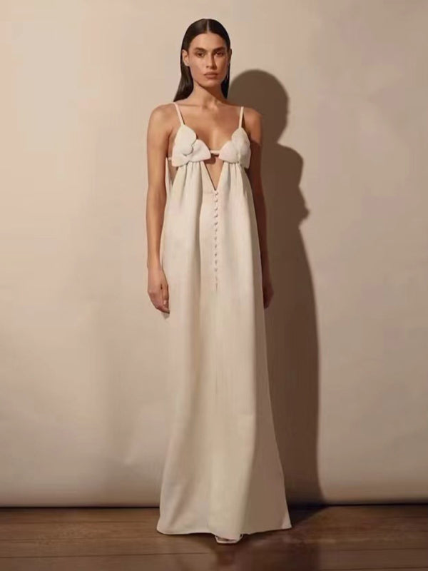 Cracker Khaki V-Neck Sleeveless Maxi Dress – Flowy Fit, Vacation Ready