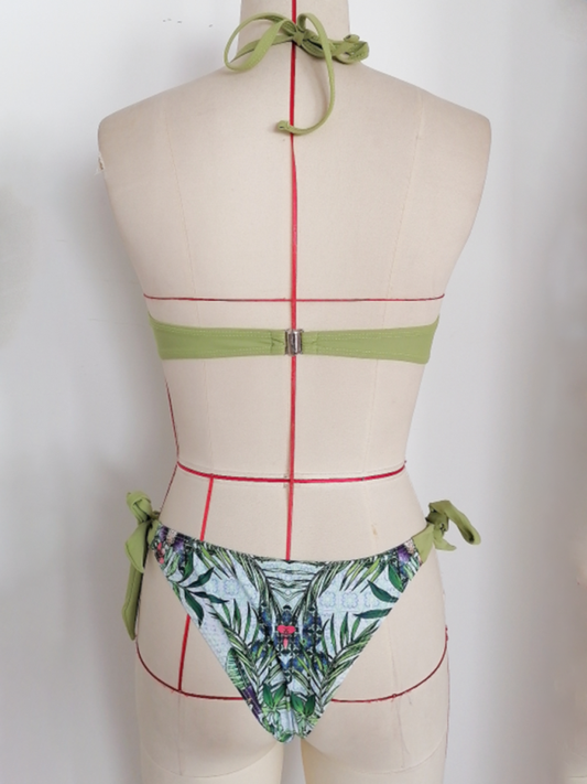 Two-Tone Floral Bikini Set – Moderate Stretch, Vacation-Ready Fit