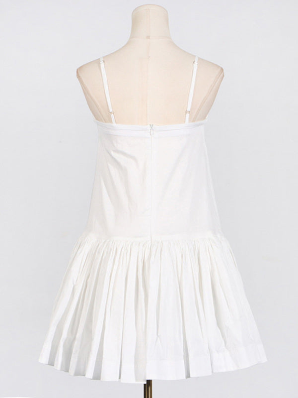 Ruffled Suspender Mini Dress – Feminine Printed Style with Flowy Skirt