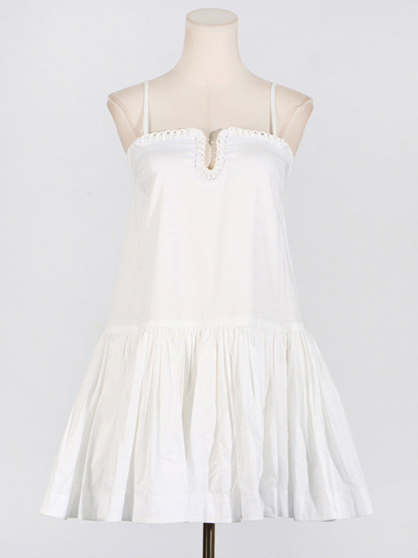 Ruffled Suspender Mini Dress – Feminine Printed Style with Flowy Skirt