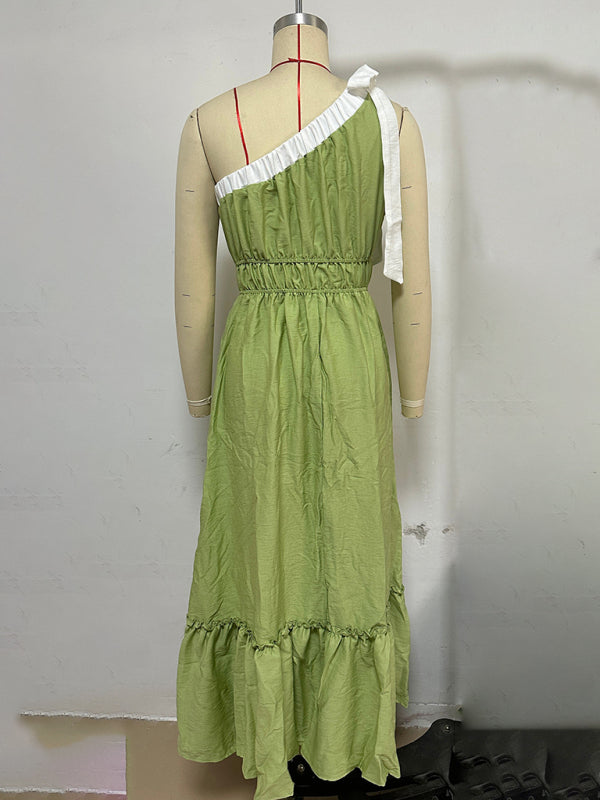 Lace-Up Midi Dress in Pale Green – Woven, Casual Fit for Spring Days
