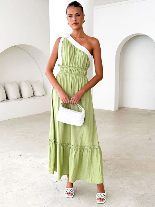 Lace-Up Midi Dress in Pale Green – Woven, Casual Fit for Spring Days