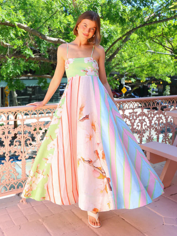 Graffiti Print Suspender Dress – Summer Vacation Style