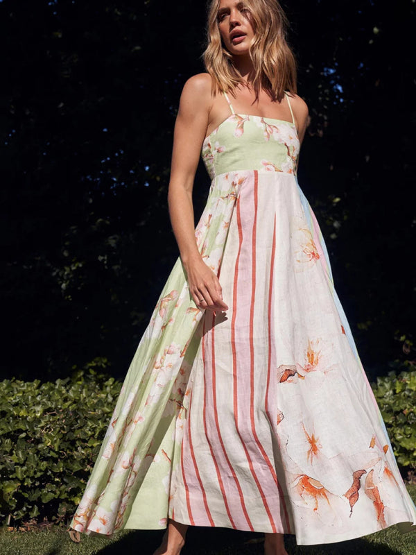 Graffiti Print Suspender Dress – Summer Vacation Style