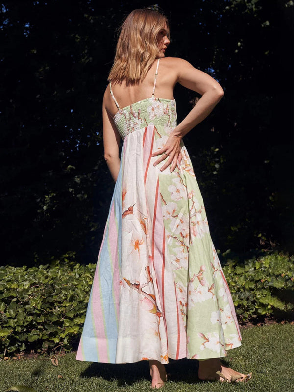 Graffiti Print Suspender Dress – Summer Vacation Style