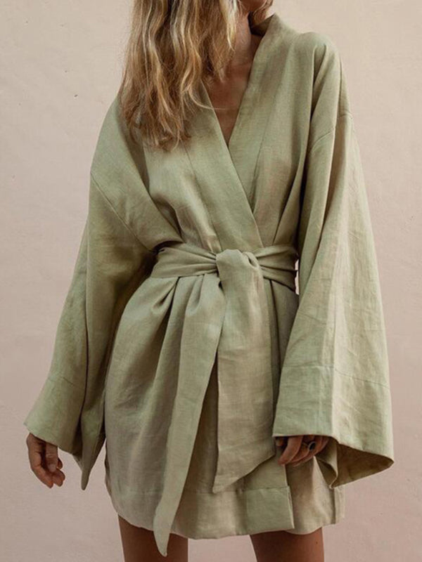 Women's Lightweight Cotton Cardigan Dress – Soft Woven Fabric for Daily Wear