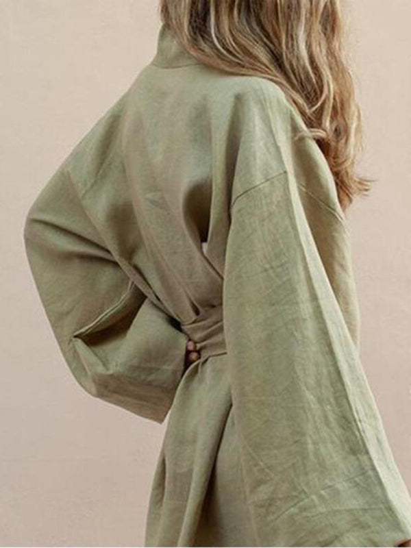 Women's Lightweight Cotton Cardigan Dress – Soft Woven Fabric for Daily Wear