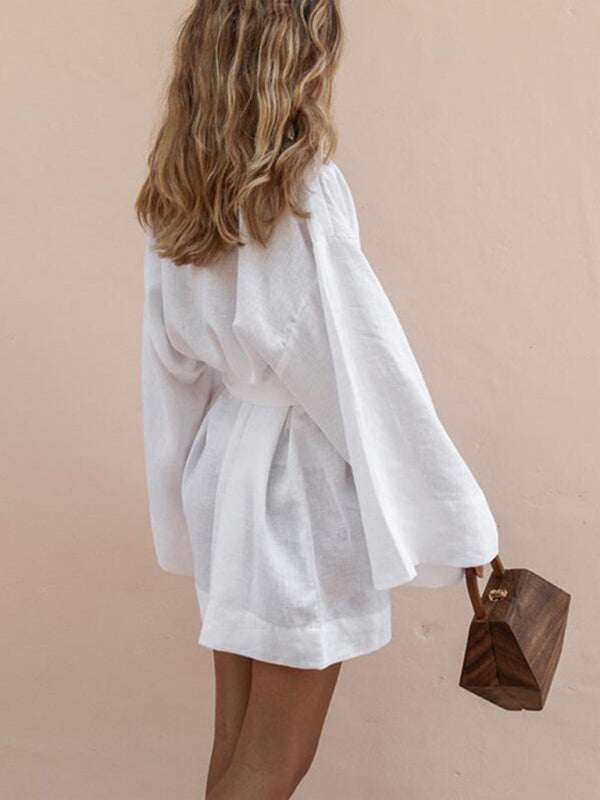 Women's Lightweight Cotton Cardigan Dress – Soft Woven Fabric for Daily Wear
