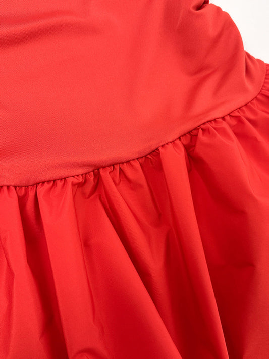 Off-Shoulder Sleeveless Tube Mini Dress – Red Knit Romantic Fit