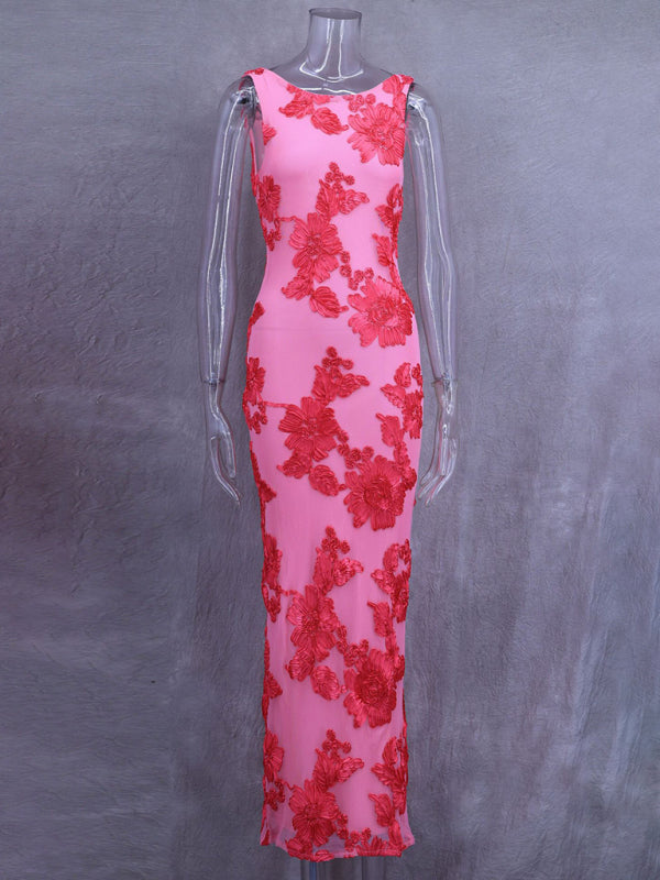 Embroidered Sleeveless Resort Shift Dress