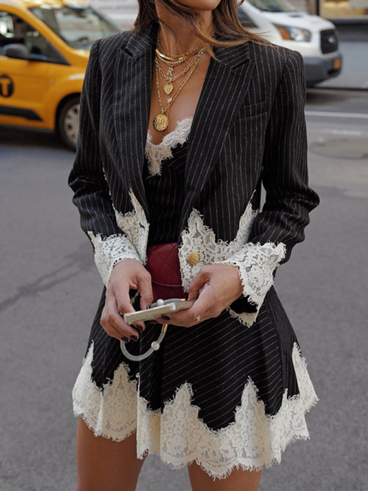 Chic Black Two-piece Woven Dress Set - Relaxed Fit For All Seasons