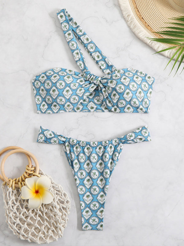 Sexy Halter Triangle Bikini Set – Moderate Stretch & Self Design