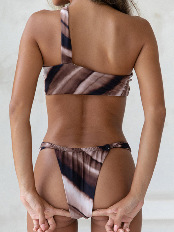 Sexy Halter Triangle Bikini Set – Moderate Stretch & Self Design