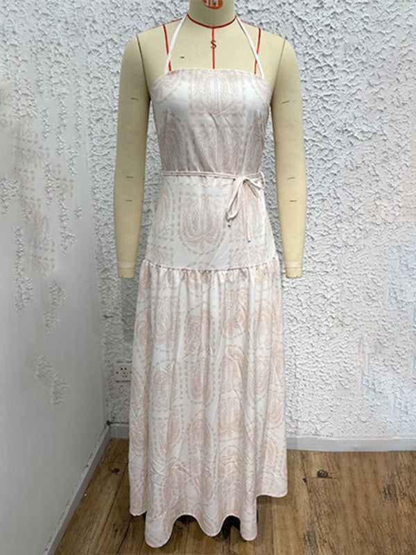 Floral Halter Neck Beach Dress – Summer Vacation Style