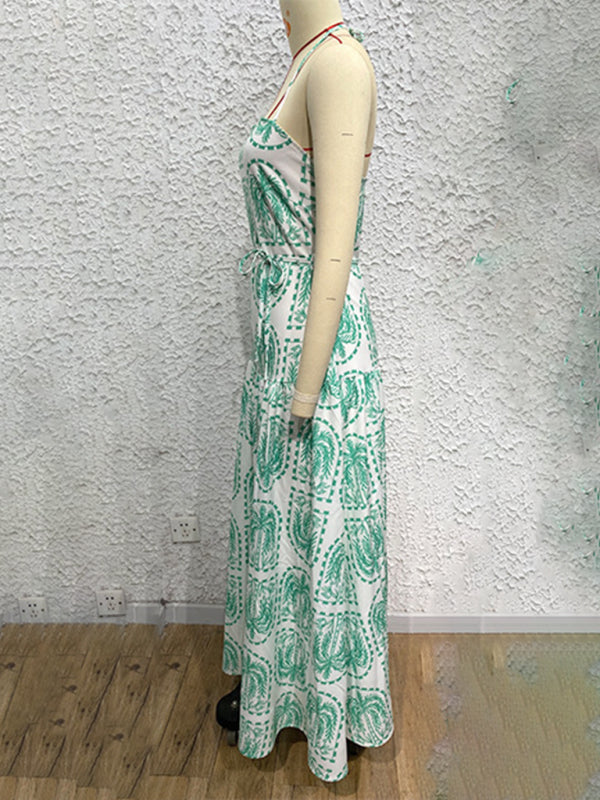 Floral Halter Neck Beach Dress – Summer Vacation Style