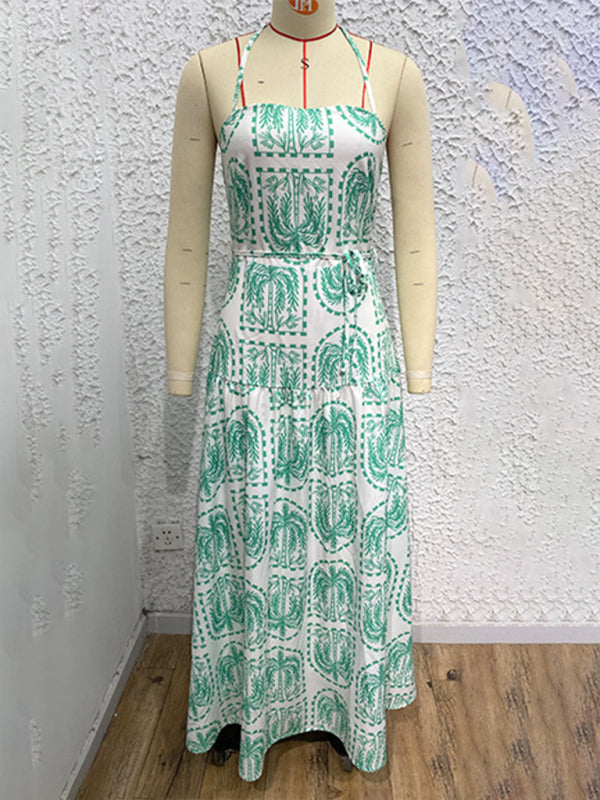 Floral Halter Neck Beach Dress – Summer Vacation Style