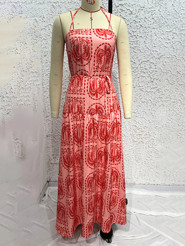 Floral Halter Neck Beach Dress – Summer Vacation Style