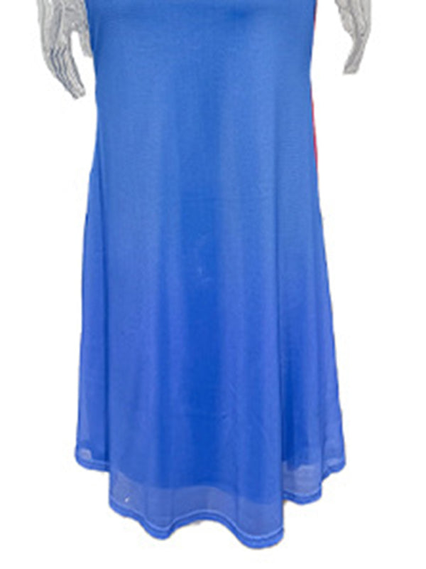 Slim-Fit Suspender Dress with Contrasting Floral Print – Spring-Summer Knit