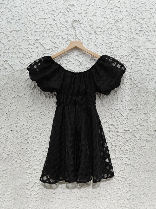One-Shoulder Lantern Sleeve Backless Midi Dress – Spring Summer Romantic Style