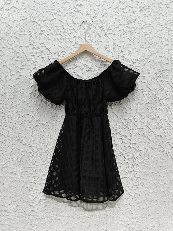 One-Shoulder Lantern Sleeve Backless Midi Dress – Spring Summer Romantic Style
