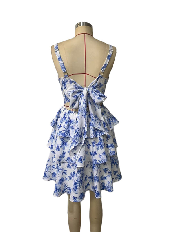 Backless Bow Tie Summer Mini Dress