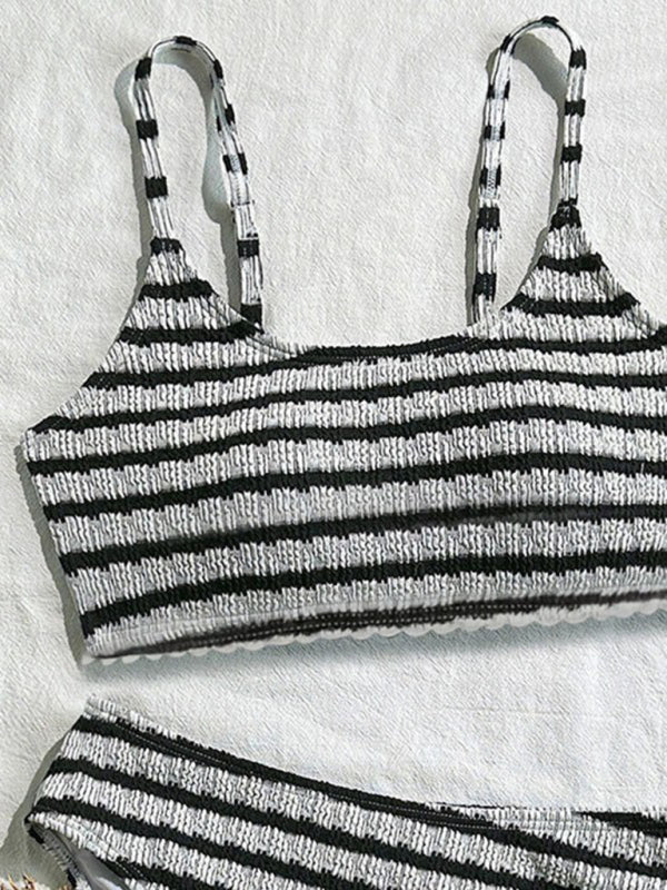 Striped High-Elasticity Two-Piece Bikini Set – Sexy Fit & Comfortable Stretch