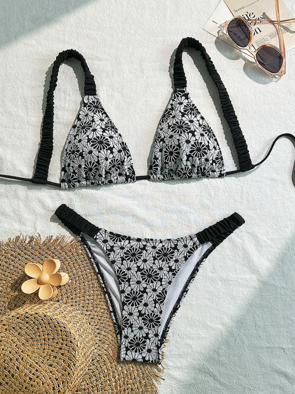 Black Backless One-Piece Swimsuit – High Elasticity, Full Print Design