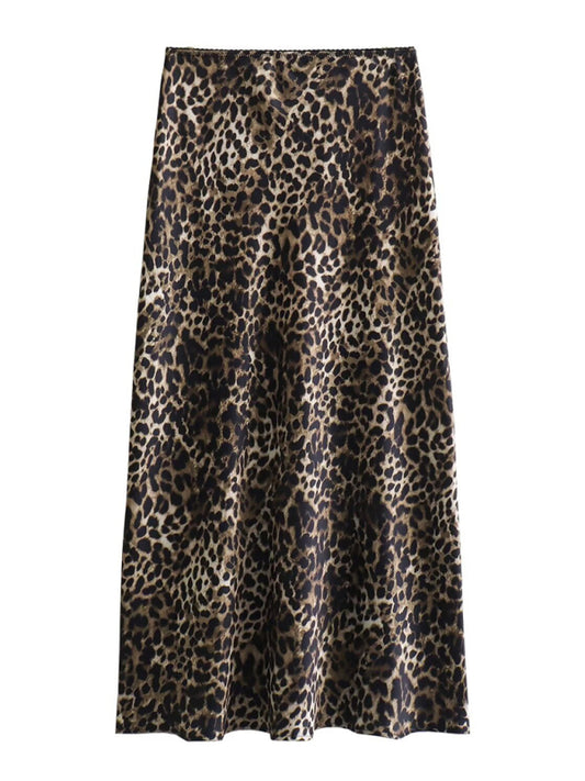 Leopard Print Midi Skirt