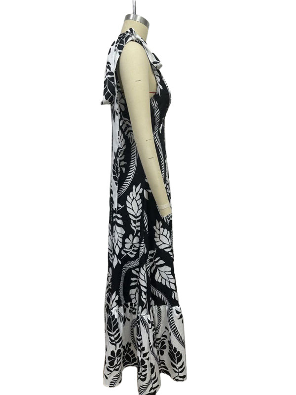 Floral V-Neck Sleeveless Maxi Dress