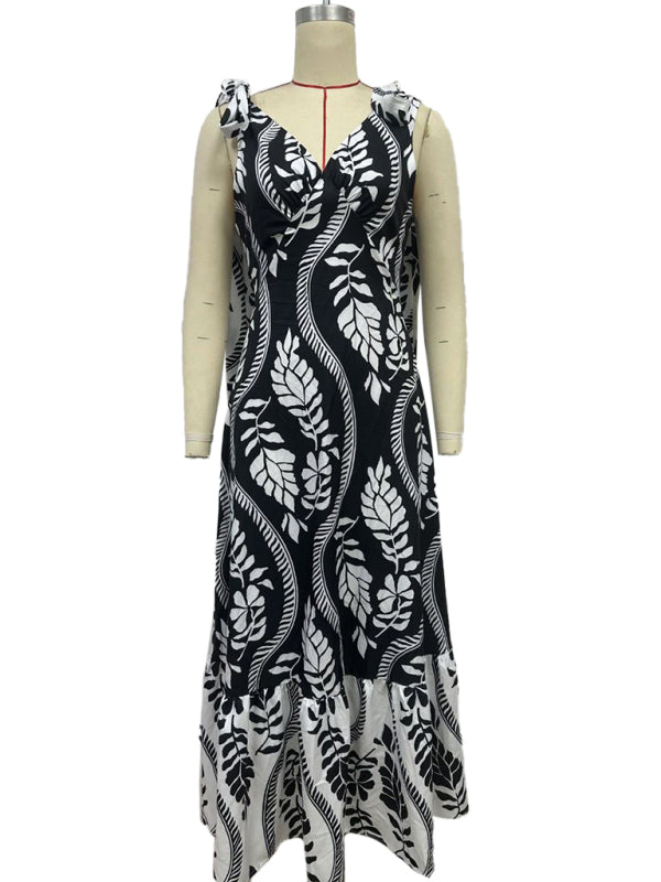 Floral V-Neck Sleeveless Maxi Dress
