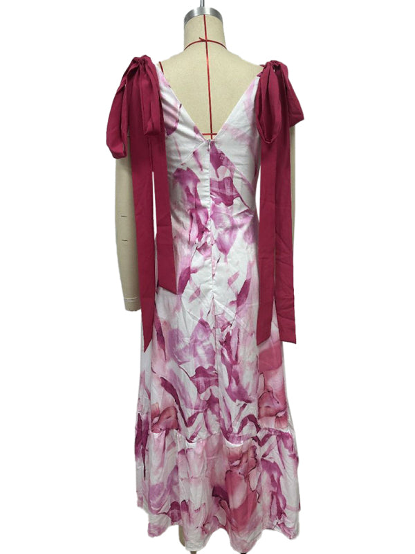 Floral V-Neck Sleeveless Maxi Dress