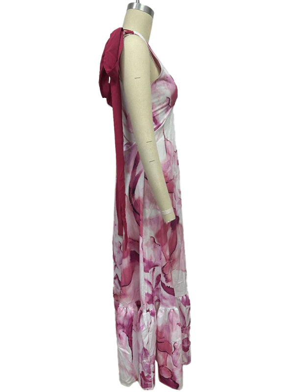 Floral V-Neck Sleeveless Maxi Dress